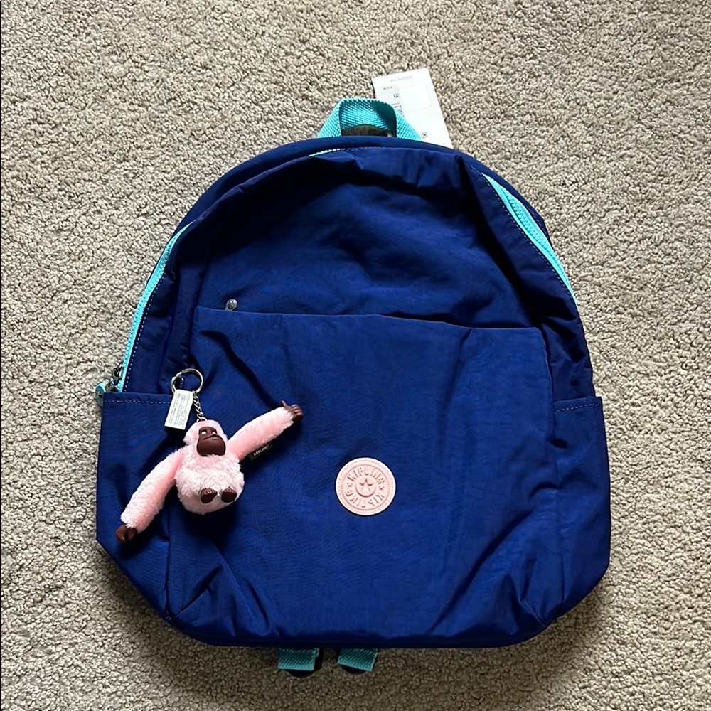 Kipling Haydar Blue Backpack with Plush Charm